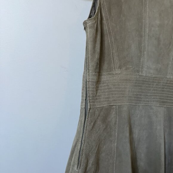 Y2K Danier Suede Leather Dress Womens 4 Tan Vintage 2000s Biker Stitching - Picture 5 of 14